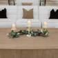 Rustic Farmhouse Centerpiece : Eucalyptus Garland, Ivory Candle Holders, Table Decor