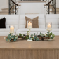 Rustic Farmhouse Centerpiece : Eucalyptus Garland, Ivory Candle Holders, Table Decor