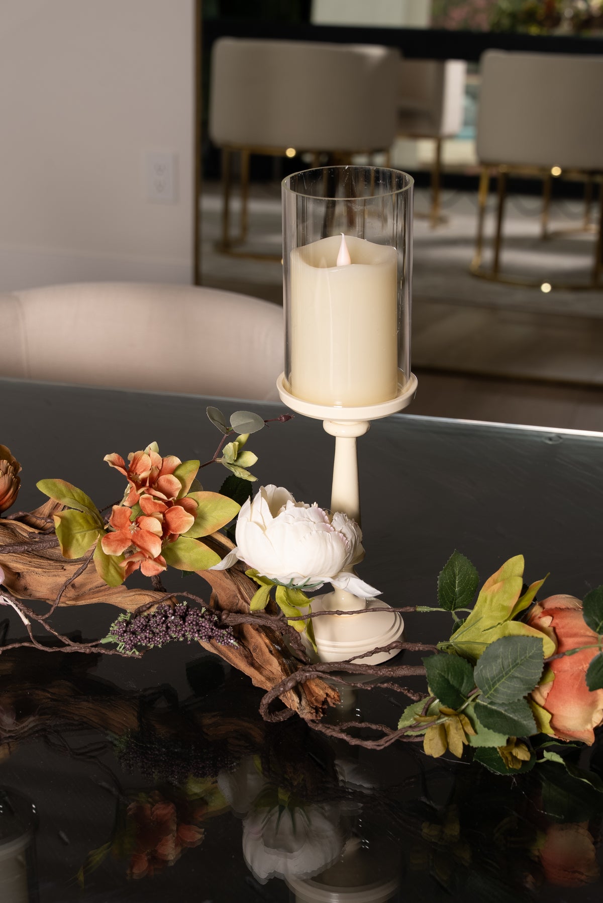 Ivory Hurricane Candle Holder Centerpiece