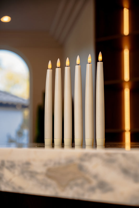 Branch & Wick, Co. Bulk 10" Flameless Taper Candles Ivory Wax, Remote Included